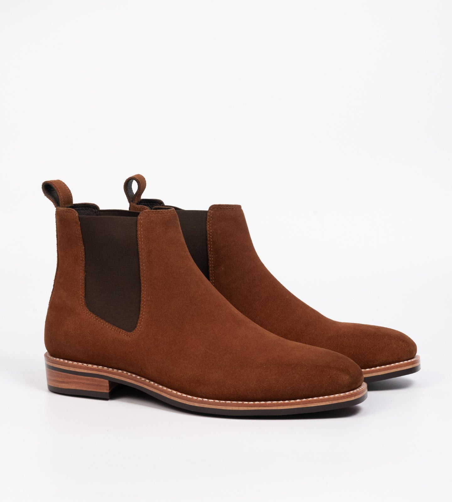 Goodyear Welted Caramel Suede Wholecut Chelsea Boot