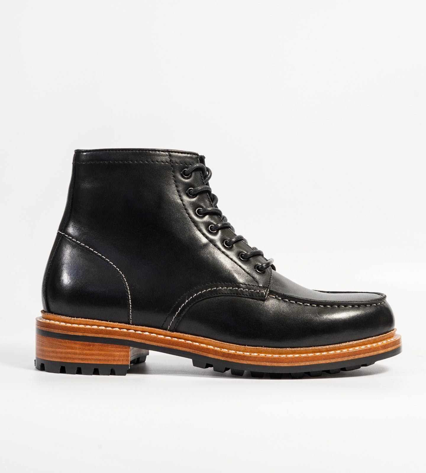 Goodyear Welted Black Full Grain Moctoe Boot