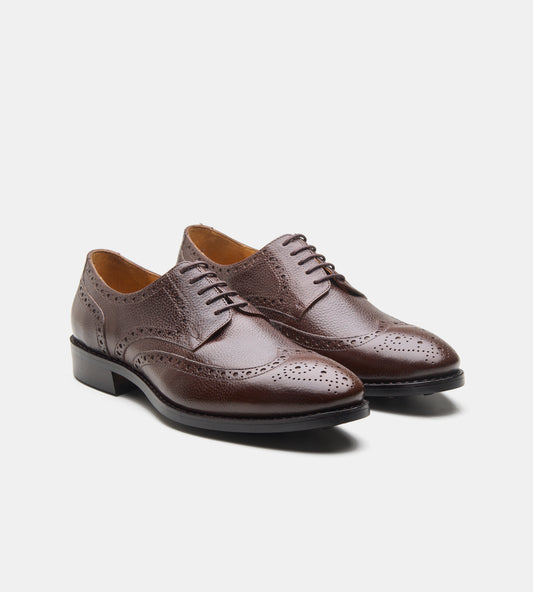 Goodyear Welted Brown Wax Milled Wingtip Derby