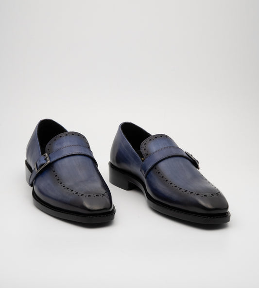 Hand Welted Navy Strap Loafer