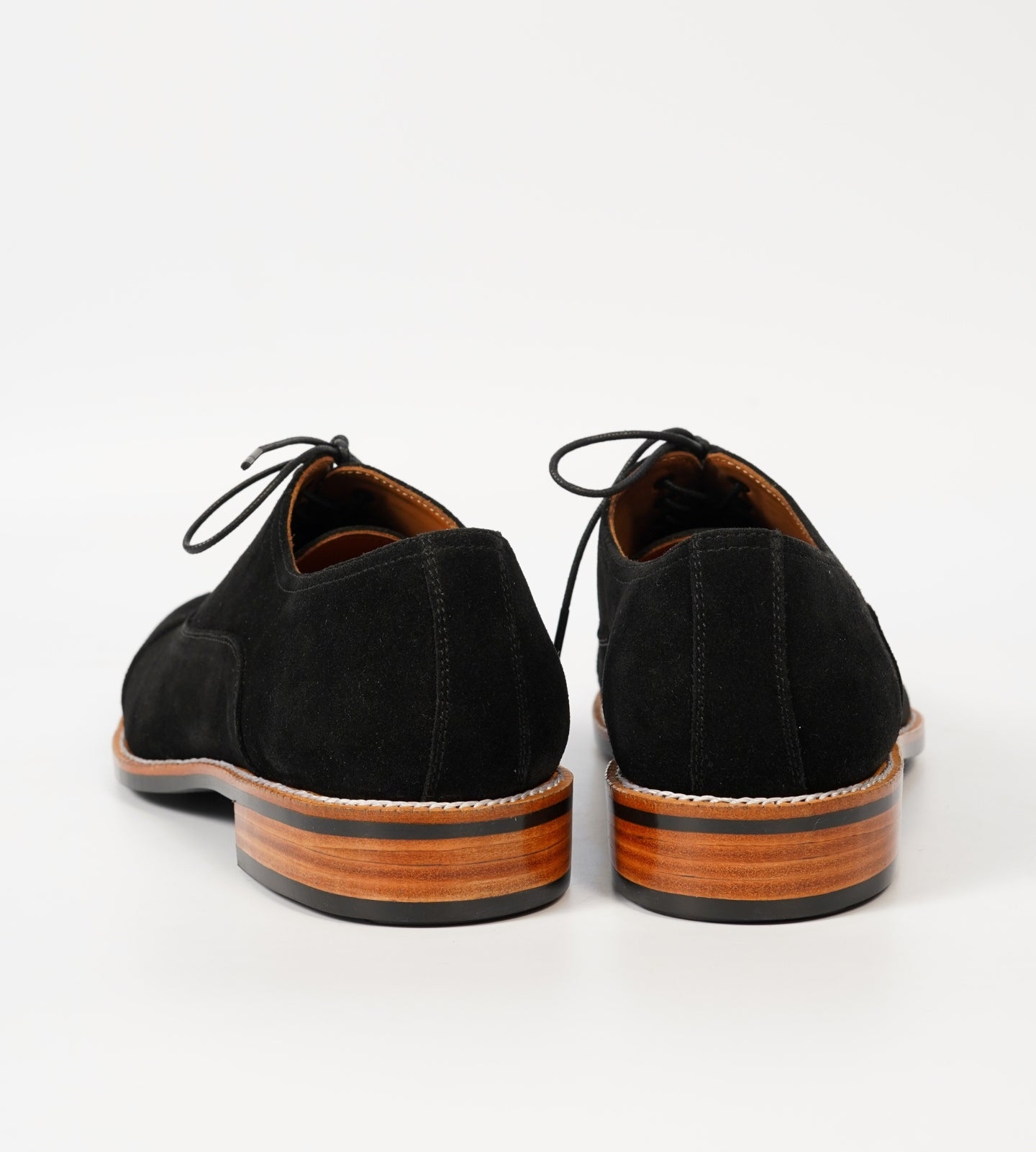 Classic Goodyear Welted Black Suede Captoe Oxfords
