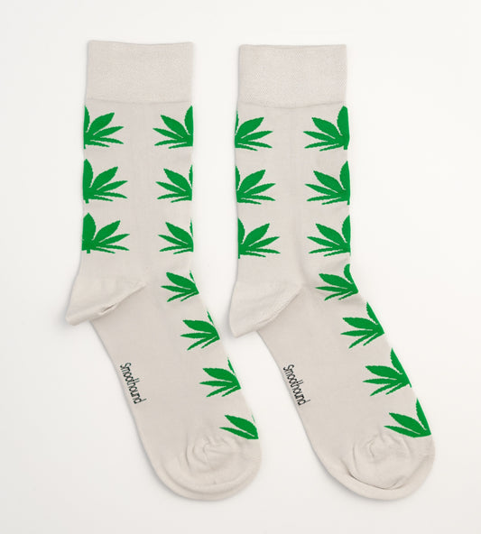 Bamboo Yarn Premium Leafy Whites Crew Socks