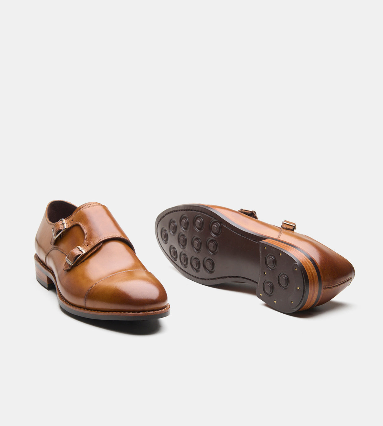 Goodyear Welted Double Strap Tan Monk Shoe