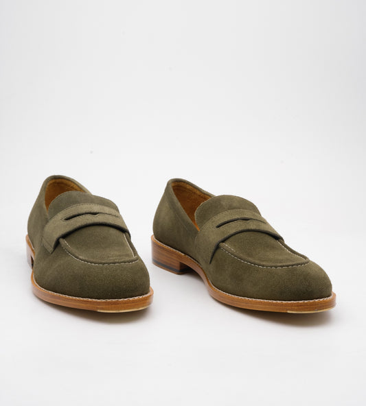 Goodyear Welted Olive Suede Penny Loafer