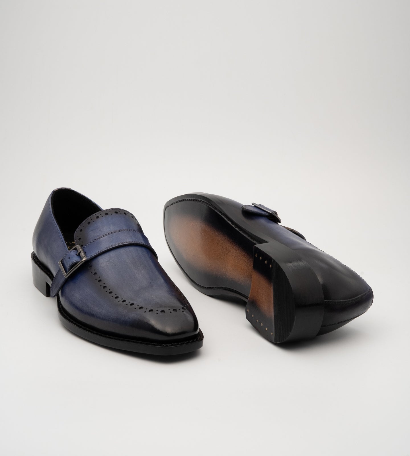 Goodyear Welted Handpainted Navy Strap Loafer