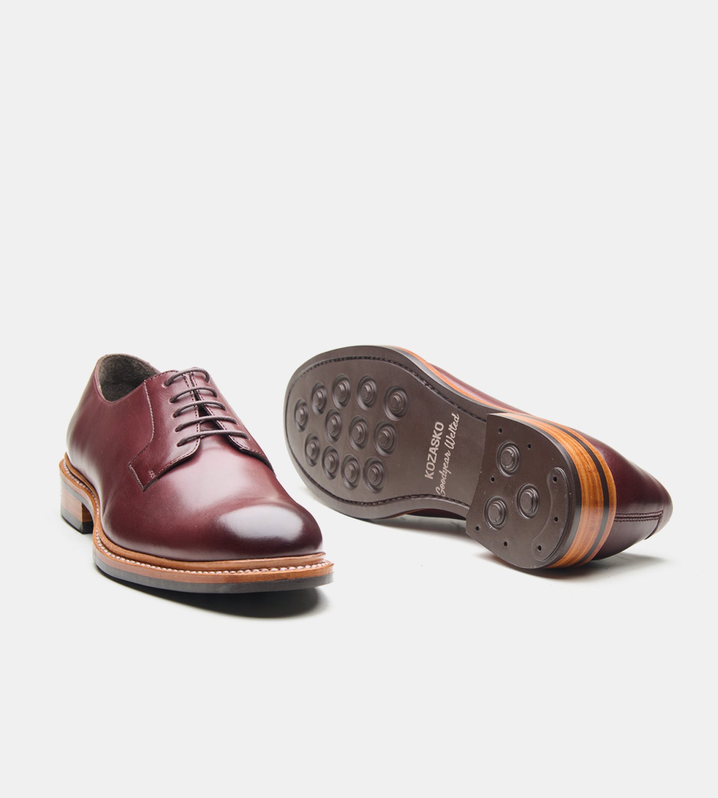 Goodyear Welted Burgundy Plain Toe Blucher