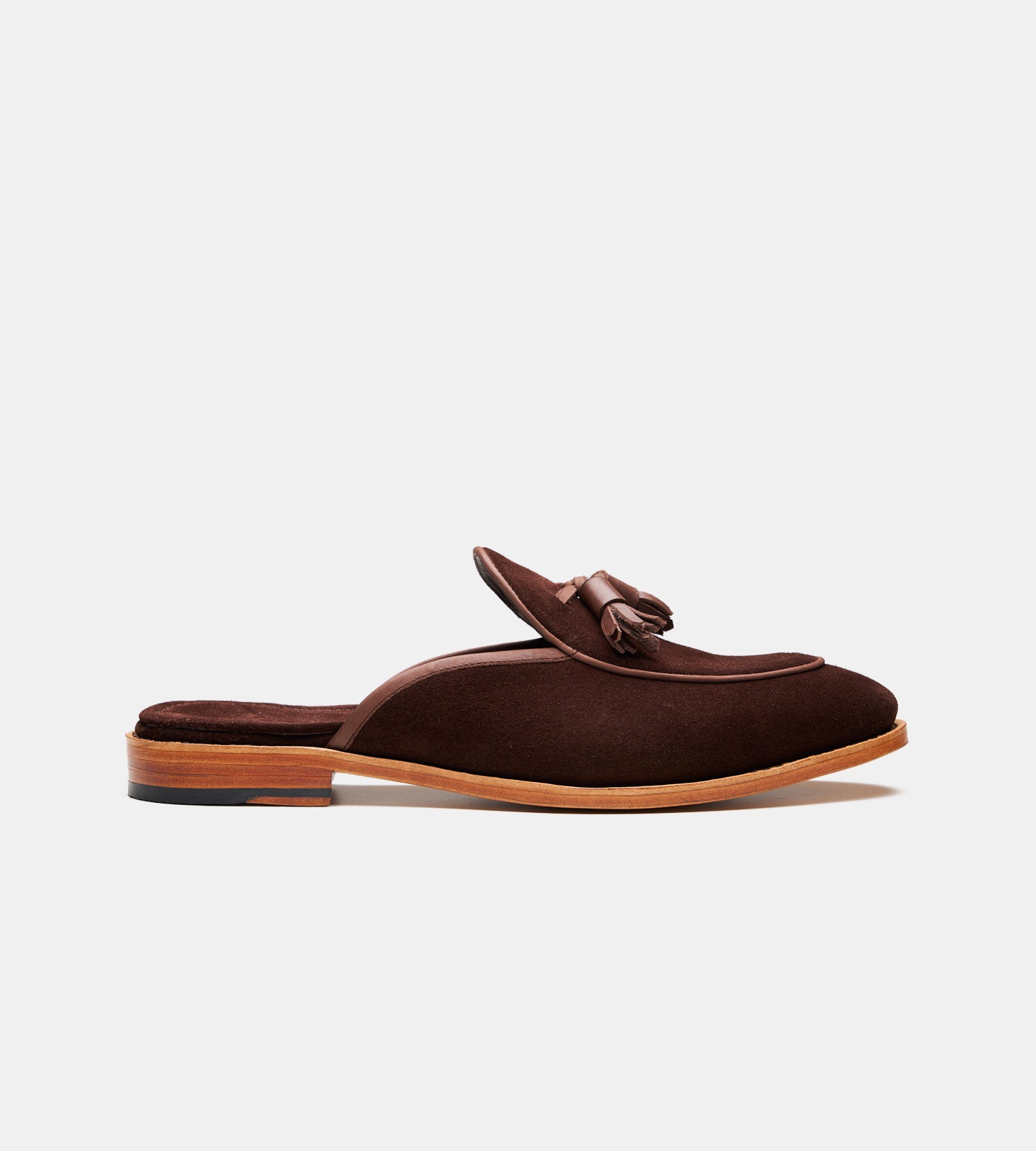Handwelted Suede Tassel Mules