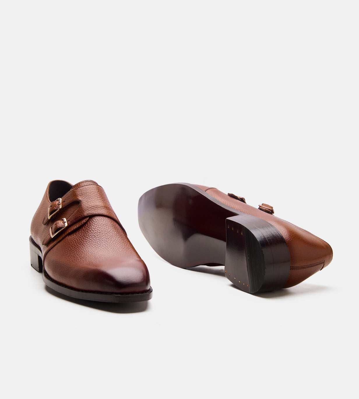 Goodyear Welted Tan Milled Double Monk with Fiddle Waist