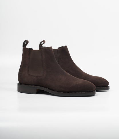 Hand Welted  Brown Suede Chisel Toe Chelsea Boots