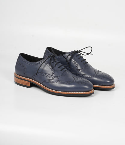 Hand Welted Navy Wingtip Oxfords