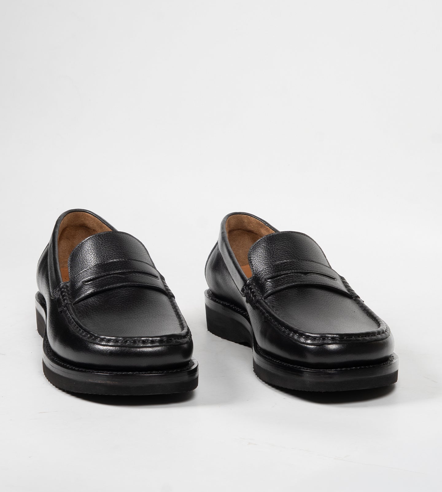 Hand-Welted Black Milled Leather Barefoot Slip-Ons