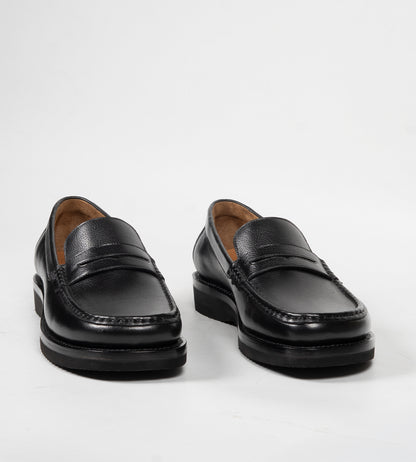 Hand-Welted Black Milled Leather Barefoot Slip-Ons