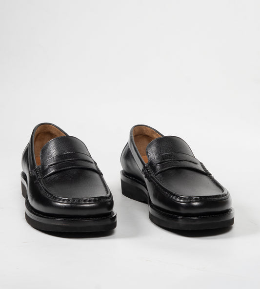 Hand-Welted Black Milled Leather Barefoot Slip-Ons