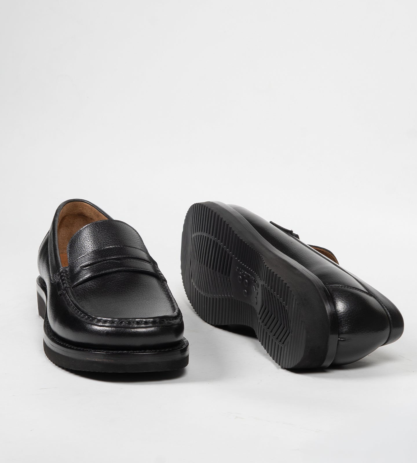 Hand-Welted Black Milled Leather Barefoot Slip-Ons
