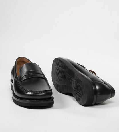 Hand-Welted Black Milled Leather Barefoot Slip-Ons
