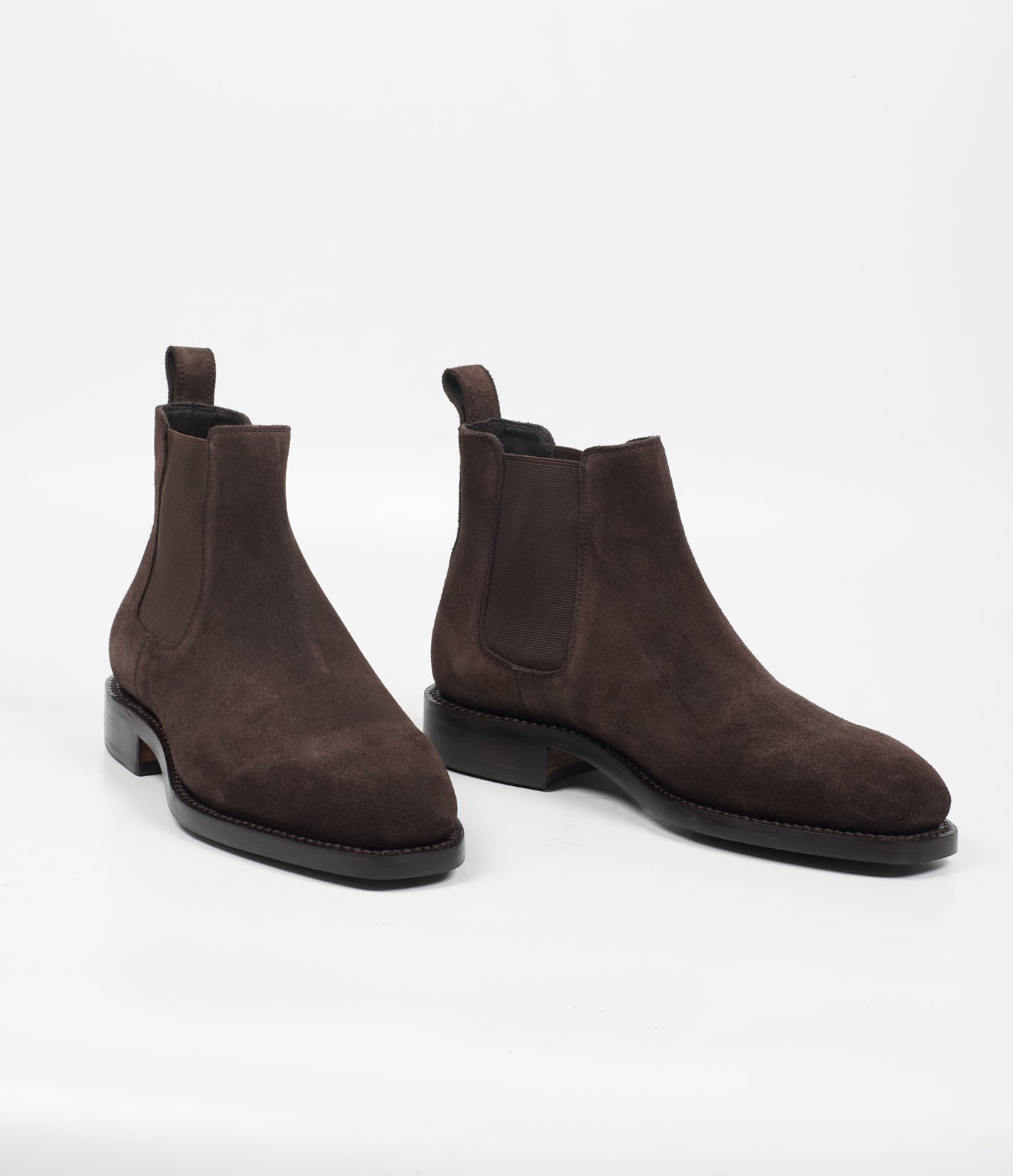 Hand Welted  Brown Suede Chisel Toe Chelsea Boots