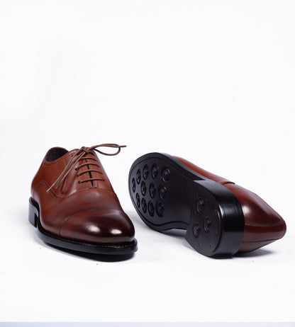 Classic Hand Welted Welted Cognac Captoe Oxfords