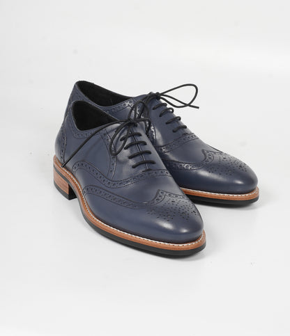 Hand Welted Navy Wingtip Oxfords
