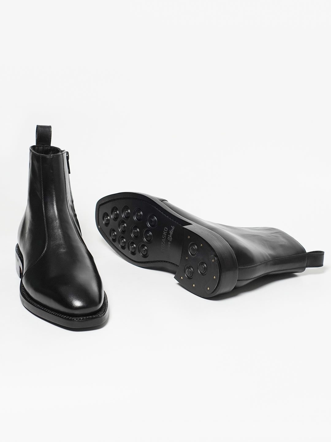 Hand Welted  Classic Black Full Grain Zipper Chelsea Boot