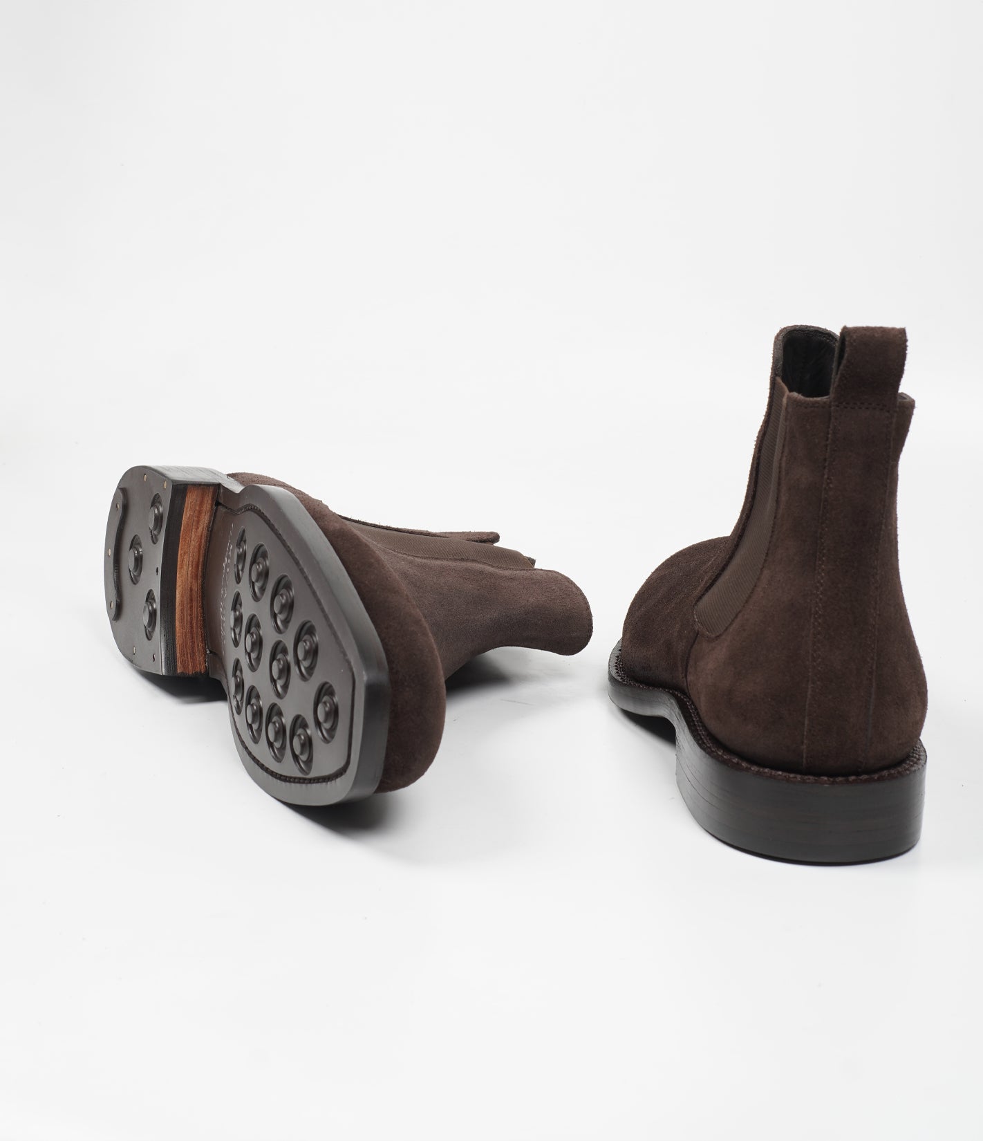 Hand Welted  Brown Suede Chisel Toe Chelsea Boots