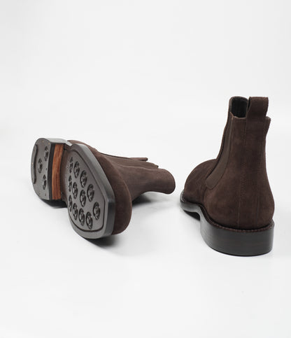 Hand Welted  Brown Suede Chisel Toe Chelsea Boots
