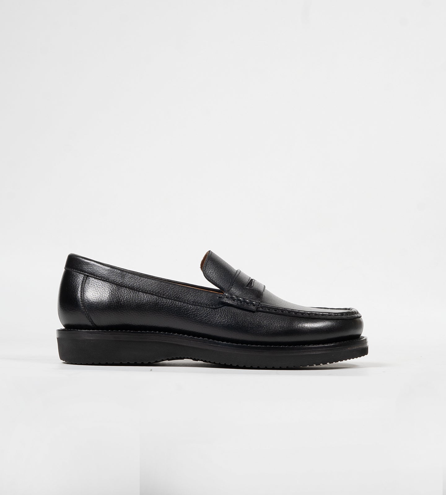 Hand-Welted Black Milled Leather Barefoot Slip-Ons