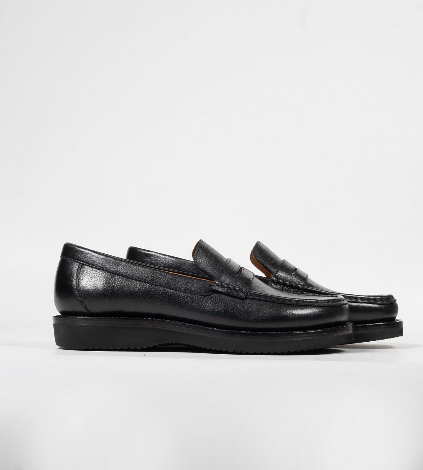 Hand-Welted Black Milled Leather Barefoot Slip-Ons
