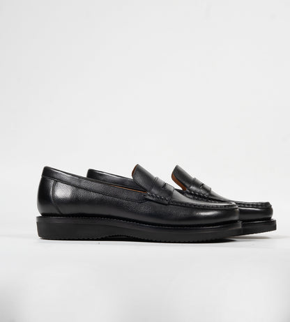Hand-Welted Black Milled Leather Barefoot Slip-Ons