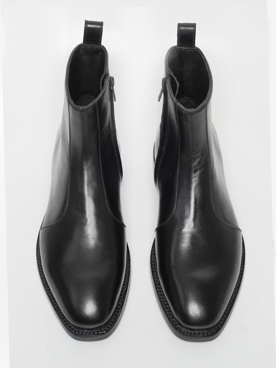 Hand Welted  Classic Black Full Grain Zipper Chelsea Boot