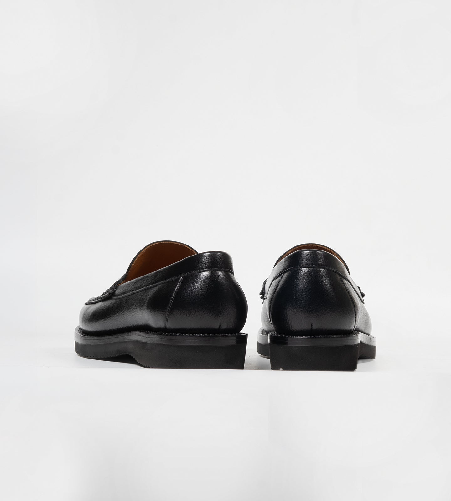 Hand-Welted Black Milled Leather Barefoot Slip-Ons