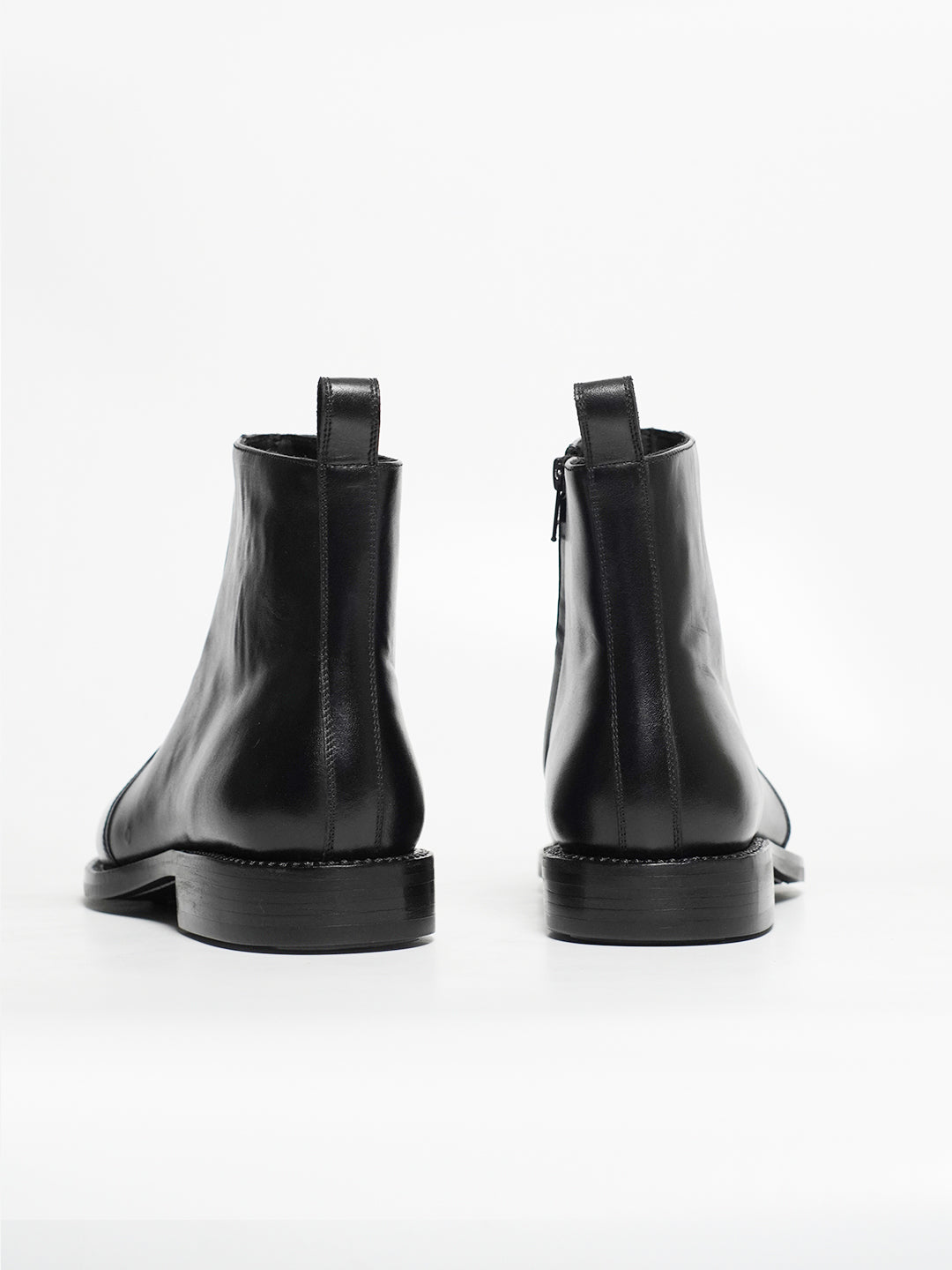 Hand Welted  Classic Black Full Grain Zipper Chelsea Boot