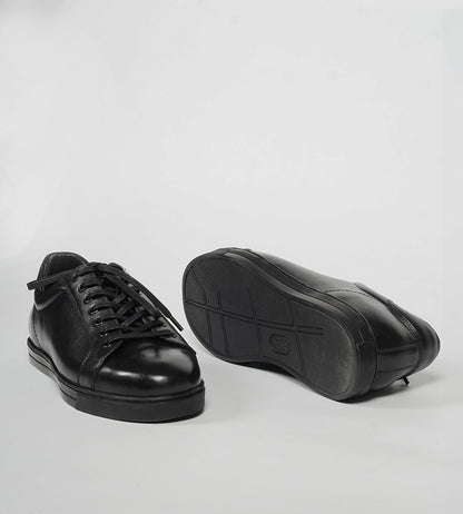 Handmade Classic Black Leather Sneaker