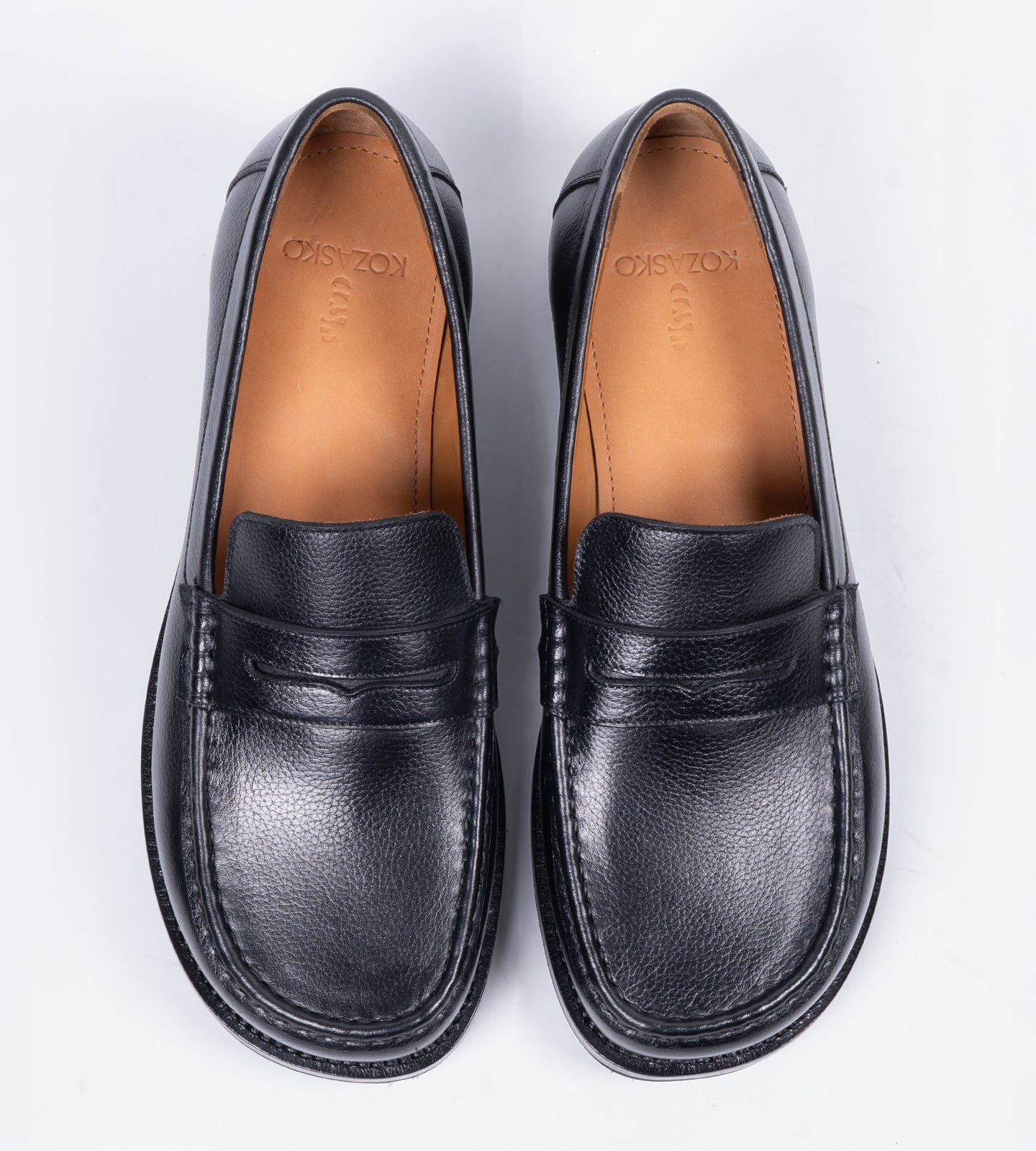 Hand-Welted Black Milled Leather Barefoot Slip-Ons