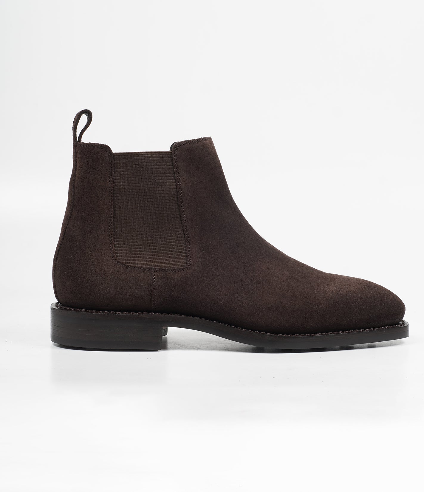 Hand Welted  Brown Suede Chisel Toe Chelsea Boots