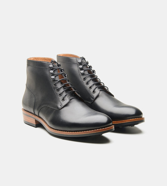 Goodyear Welted Black Plain Toe Boot