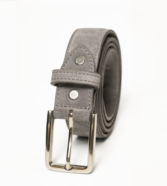 Italian  Grey Suede Leather Belt