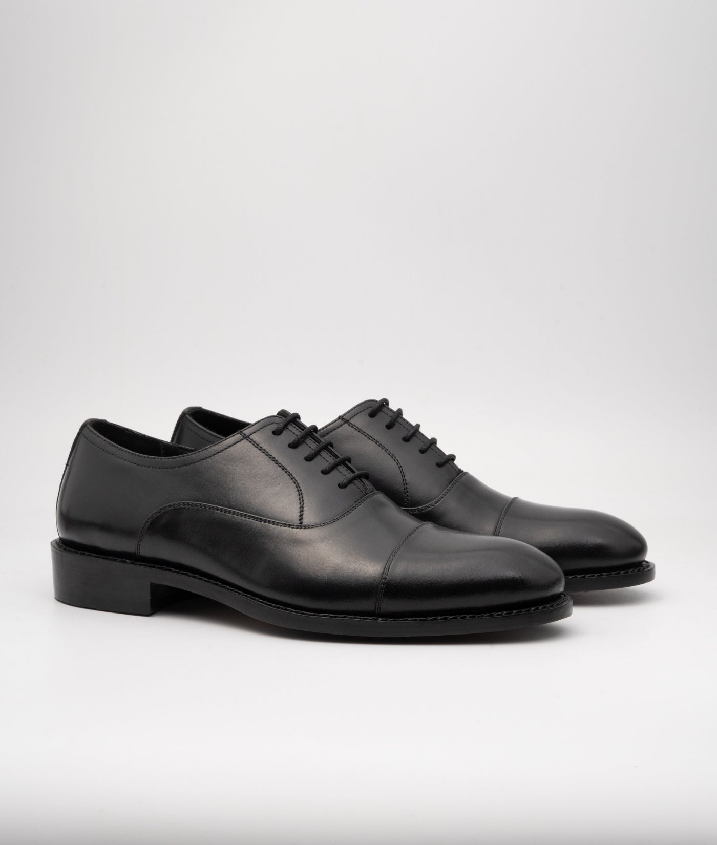 Classic Goodyear Welted Black Captoe Oxfords