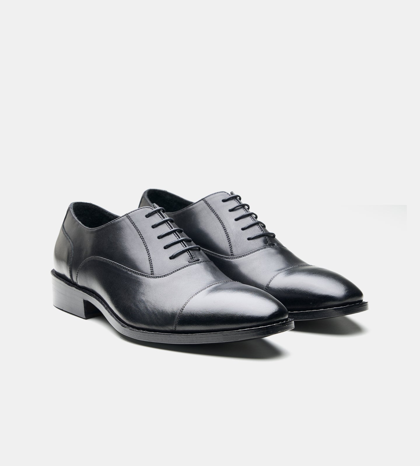 Goodyear Welted Chisel Toe Black Captoe Oxfords
