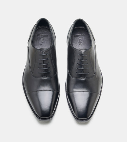 Goodyear Welted Chisel Toe Black Captoe Oxfords