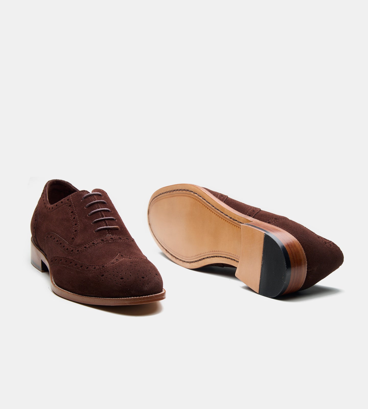 Blake Stitched Brown Suede Wingtip Oxfords