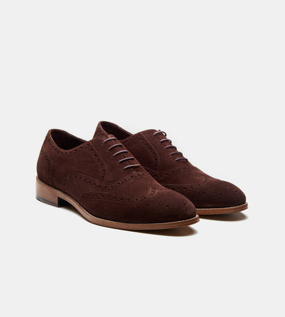 Blake Stitched Brown Suede Wingtip Oxfords