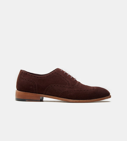 Blake Stitched Brown Suede Wingtip Oxfords