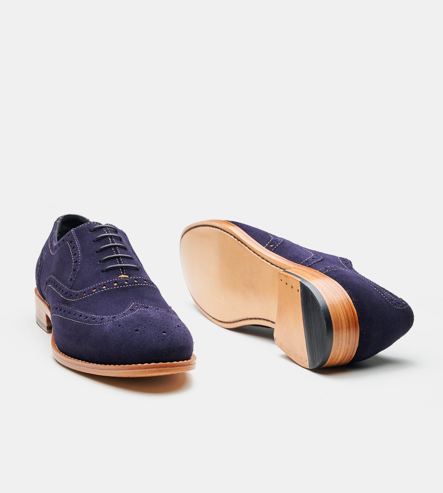 Goodyear Welted Navy Suede Wingtip Dress Oxfords