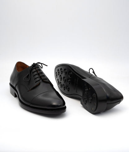 Hand Welted Classsic Black Captoe Derby