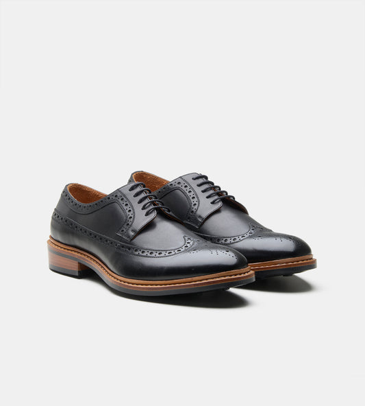 Goodyear Welted Black Longwing Blucher Shoe