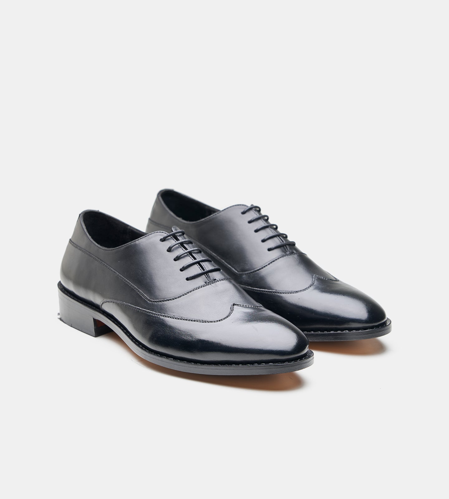 Goodyear Welted Black Wingtip Stitch Oxfords