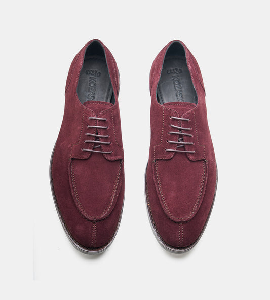 Goodyear Welted Burgundy Suede Split Toe Derby