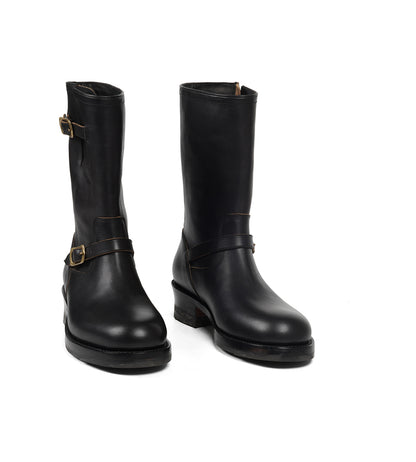 Hand Welted Virginia Hydro Pull up Black Leather Engineer Boots