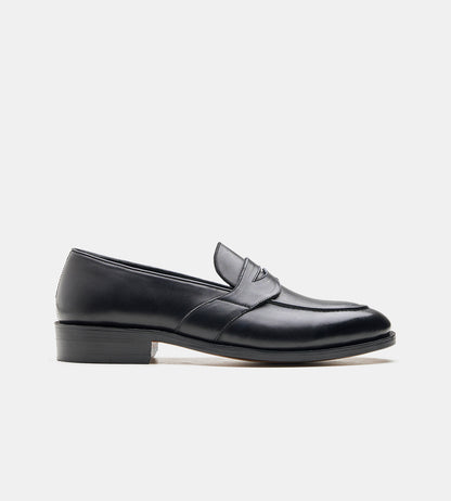 Goodyear Welted Full Strap Black Penny Loafer