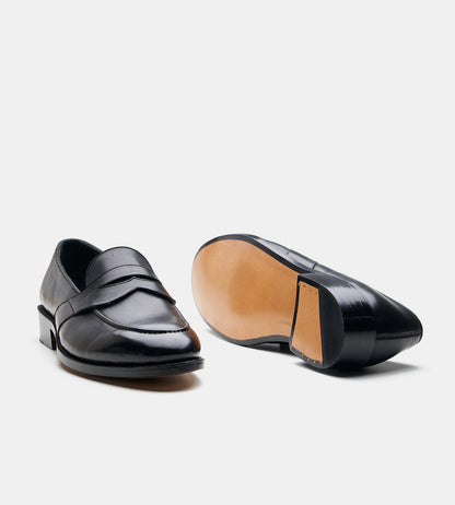 Goodyear Welted Full Strap Black Penny Loafer